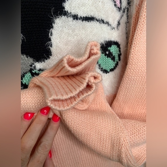 Rare Wildfox White Label Peach Oversized Joan the Cat Sweater Size XS - Picture 7 of 13